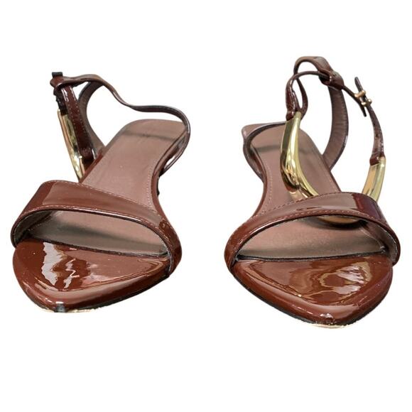 Coutgo Womens Size 9 Dark Brown 2" Low Kitten Heel Ankle Strap Open Toe Shoes - Picture 5 of 8